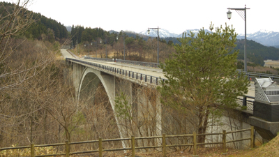 荒川右岸の丸山公園の東屋から撮影した丸山大橋